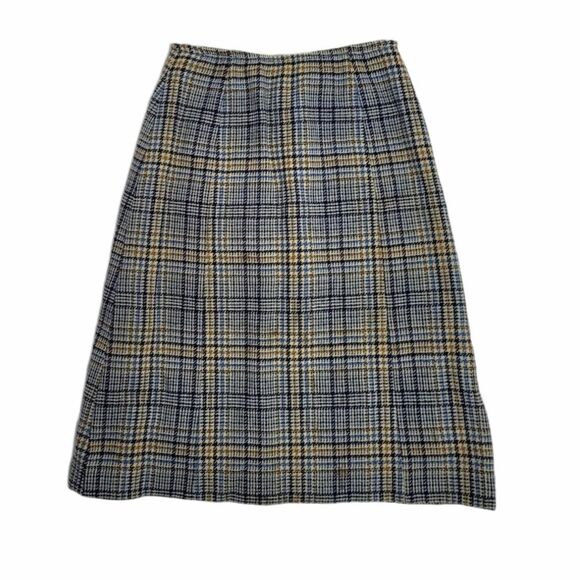 VINTAGE 70s skirt Pendleton plaid dark academia wool pencil S - Picture 1 of 10